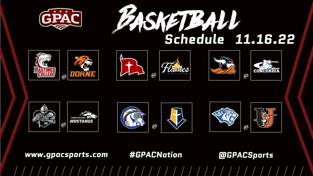 GPACSports's tweet photo. A cold Wednesday night ahead, that means it is time to go inside for the first mid-week set of conference games for #GPACHoops for 2022-23!
Here is the 🏀 slate for November 16. https://t.co/tj1mz0BCjg