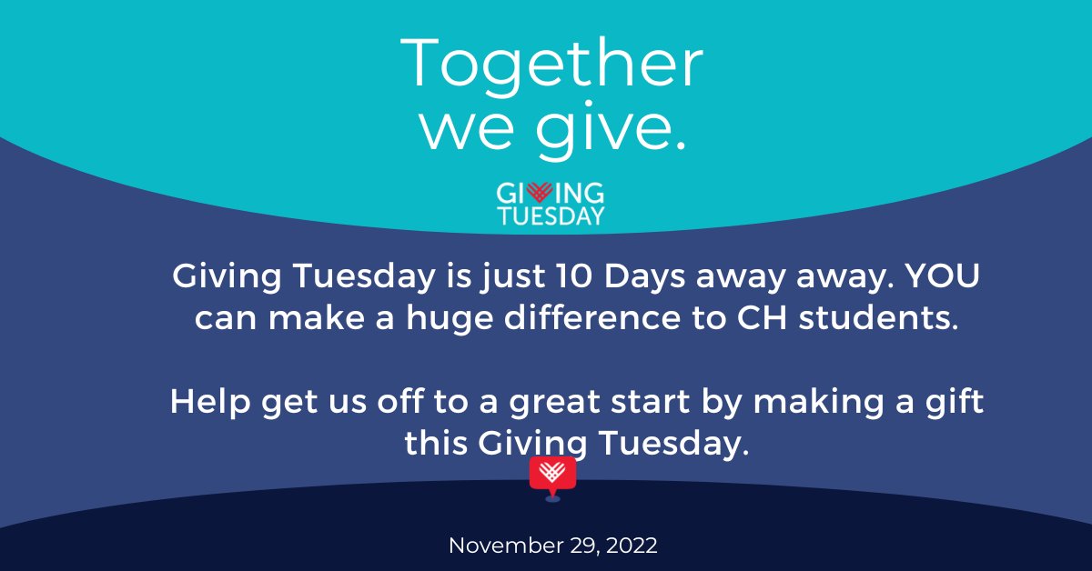 #GivingTuesday is just 10 Days away away! YOU can make a huge difference to disadvantaged CH students by making a gift on Tuesday 29th November. 🎁❤️

Help get us off to a great start by making a gift here: christs-hospital.org.uk/support-us/don…