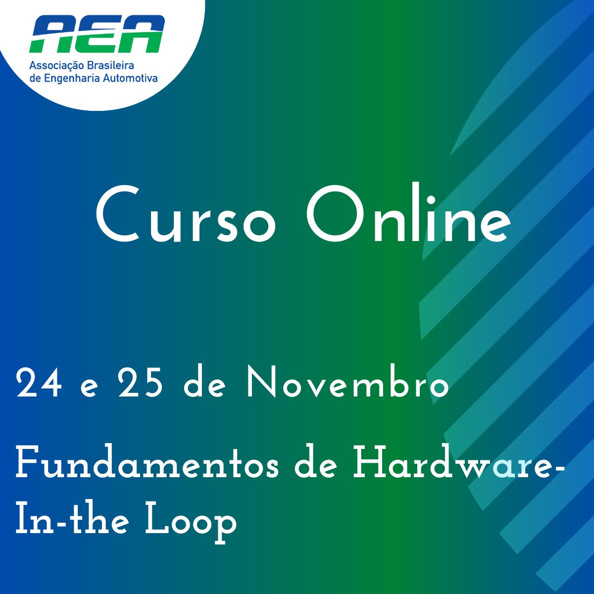 aeanews's tweet photo. 🗣 Inscrições Abertas!

Curso Online - Fundamentos de Hardware-In-the Loop 

24 e 25 de novembro!

Confira a programação e inscreva-se: https://t.co/LbPoDWJuGL https://t.co/T3EUvzVT2M