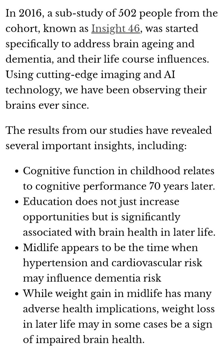 AmithHegde6's tweet photo. They've been studying t same people for 76years—this is what they’ve found out about #AlzheimersDisease
In 2016, a sub-study known as #Insight46, was started specifically to address #BrainAgeing & #dementia, & their #LifeCourseInfluences
📸@ConversationUK https://t.co/OdCHbe11br https://t.co/nkG0lJcvu0