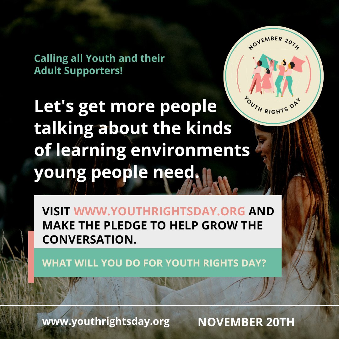 Uniting the advocates of social, educational and environmental justice for young people. Stand and be counted. Youth Rights Day is November 20. Visit youthrightsday.org