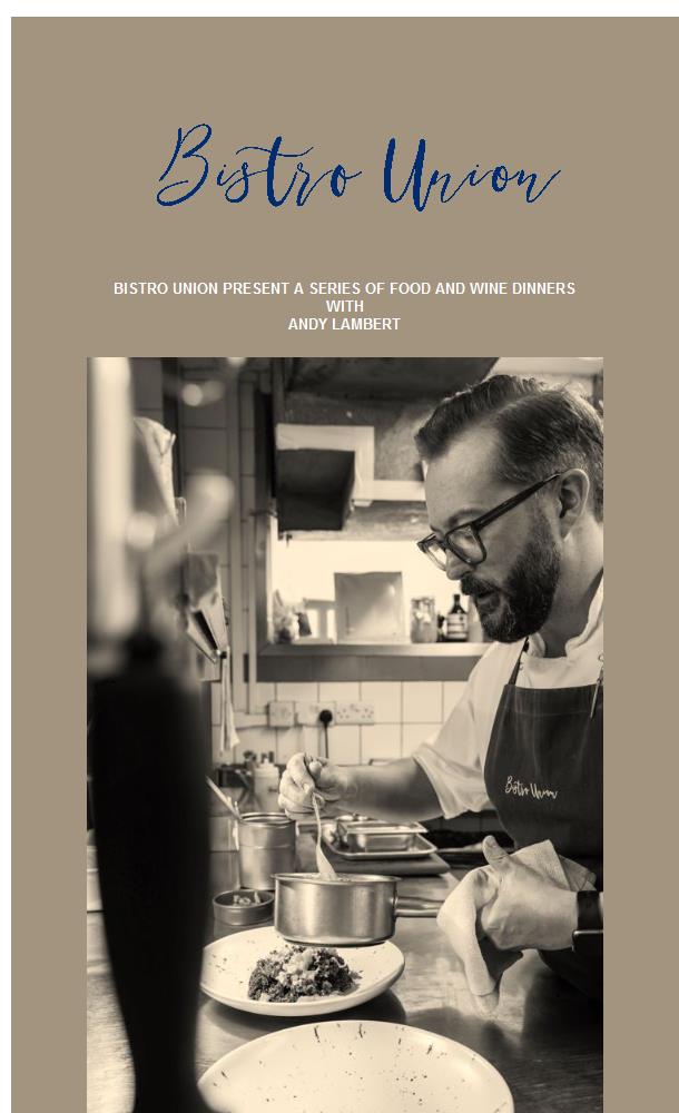 Bistro Union Food and Wine Dinners ~ 30th November bit.ly/3gczHrA