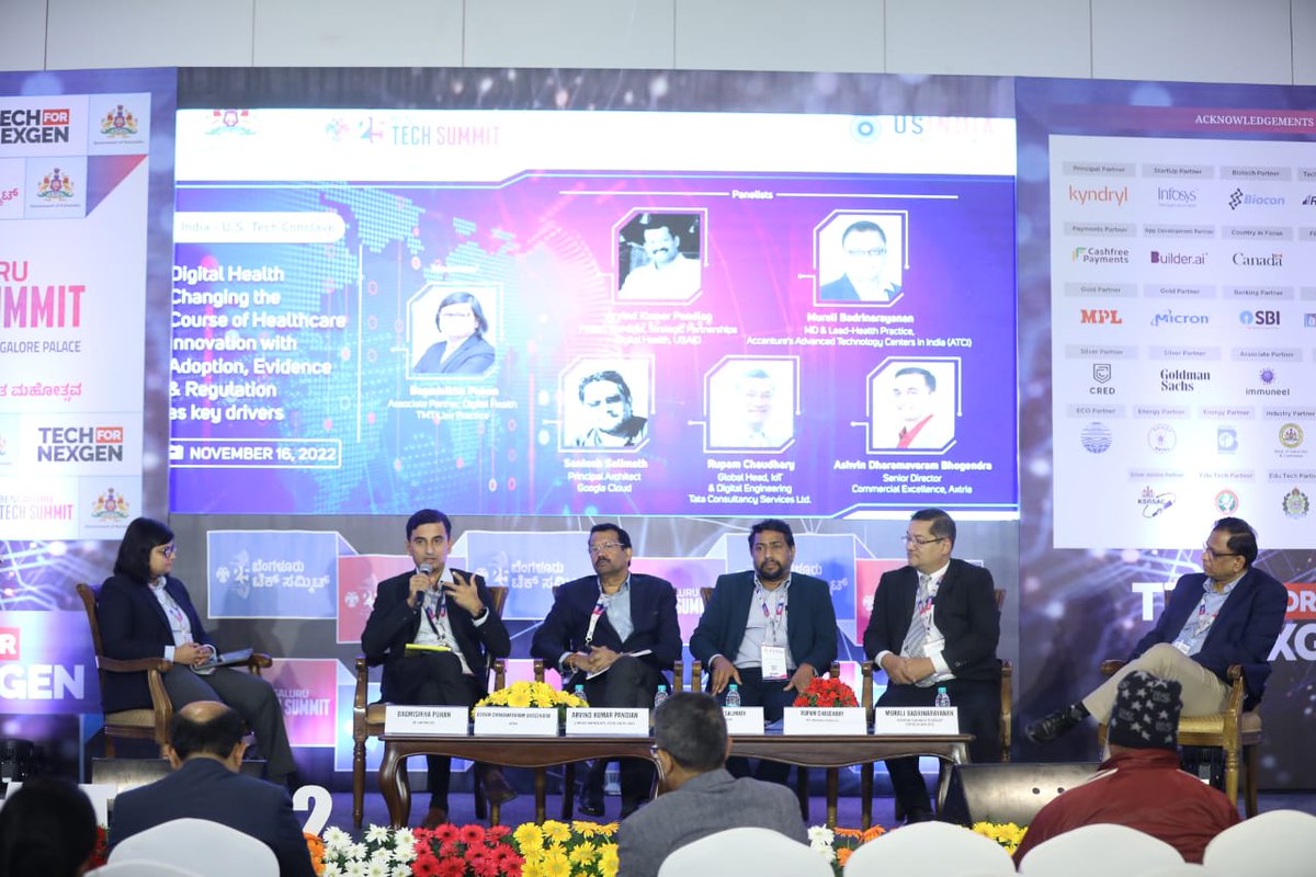 blrtechsummit's tweet photo. Healthcare is transforming at the speed of light and at #BTS2022, we’re trying to catch up with it. Here’s touching new horizons as healthcare amps up its digital game and crosses borders at the GIA Session on Digital Healthcare Innovation. 
#Tech4NexGen 
@CMofKarnataka @BSBommai https://t.co/30HZDQNfcz