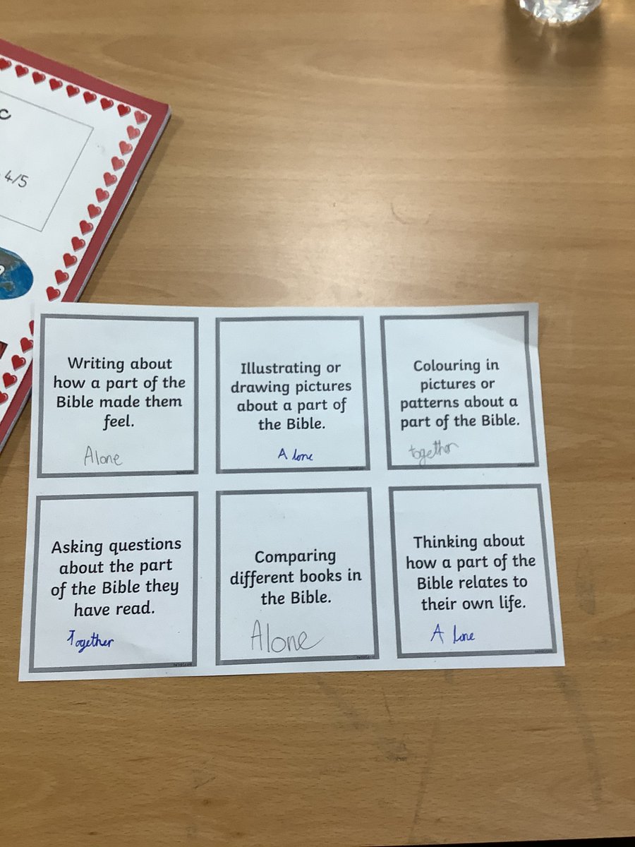 WFPLarch23's tweet photo. Larch class have been looking at how Christians use the Bible including if they would do things alone or together. https://t.co/rGqZfjh9vL