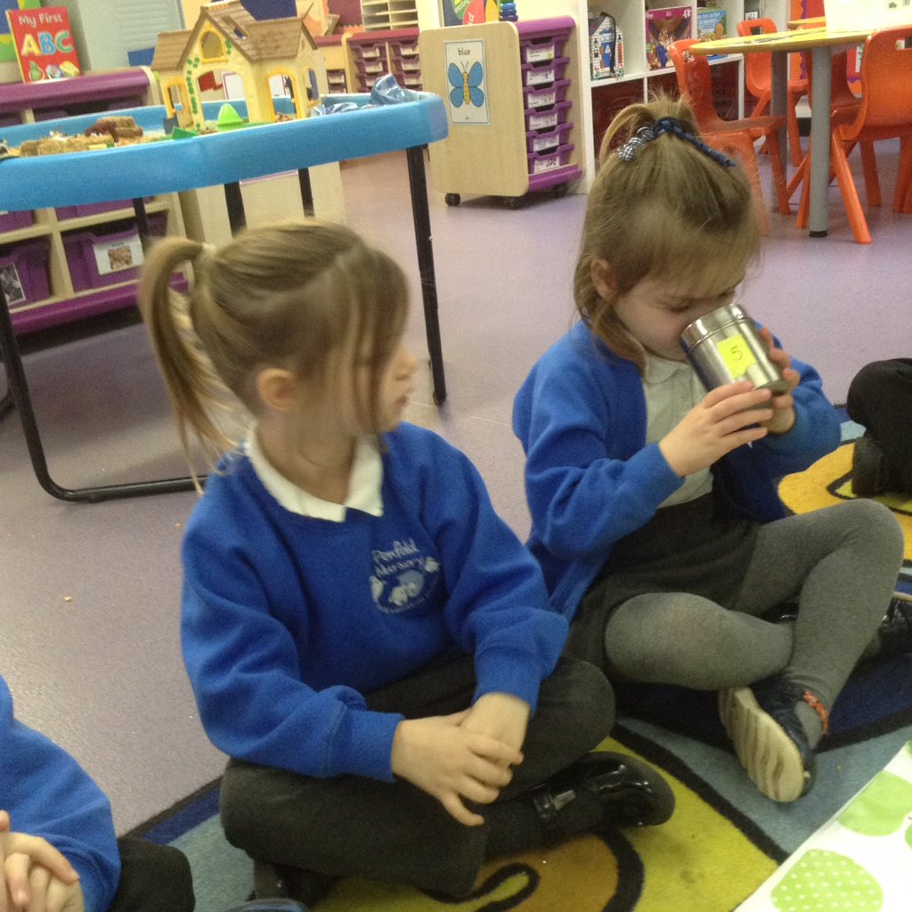 PenfoldNursery's tweet photo. 'It smells like a cookie!' (cinnamon) We used our sense of smell in our #TastEd lesson and guessed the different smells in the containers. We also talked about what spices are #foodforthefuture @TastEdFeed #KitchenBee @ClarenceHouse @SlowFoodHQ @SlowFoodUK @HughFW @BBCFOOD https://t.co/crKnatHq9J