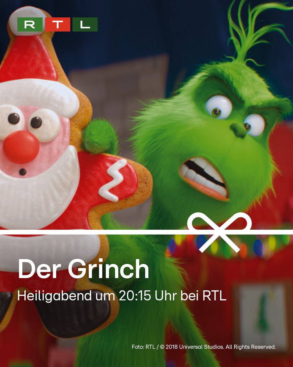 RTL_com's tweet photo. Frohe Weihnachten: Um 20:15 Uhr wartet der #Grinch heute bei RTL auf euch 🎄🎅 Wir wünschen euch ein besinnliches Fest und einen schönen Abend 🌟 #RTLWeihnachten #DerGrinch https://t.co/CYC0n1zRSi