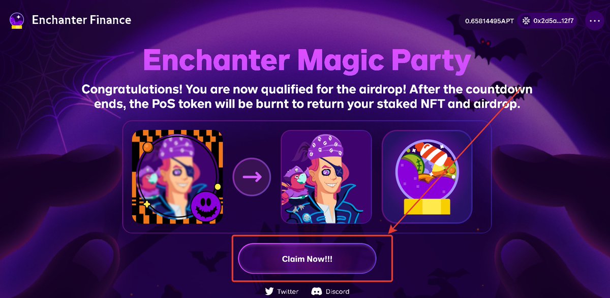 🧵Must-have today in the #Aptosecosystem

1. Claim #airdrop from x.com/EnchanterFi if you participated in their NFT staking campaign