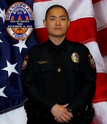 PAPD911's tweet photo. RIP Grand Prairie, TX, PO Brandon Tsai, E.O.W. 11/14/22.
PO Tsai was killed in a vehicle crash pursuing a vehicle with a fake license plate. He was 32, served 11 mos. with GPPD, previously 5 yrs. with LAPD.
#thesacrificecontinues #gppd
#PAPDPROTECTSNYNJ #PAPD #PAPBA https://t.co/k4XVY276MD