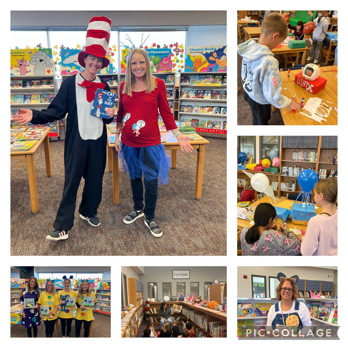 LKELionsLibrary's tweet photo. One busy week to the next in the LKE library! Book Fair last week and Balloons Over Broadway creations underway this week. @bvlibraries @LKELionsBV https://t.co/6bmyBkwXWU
