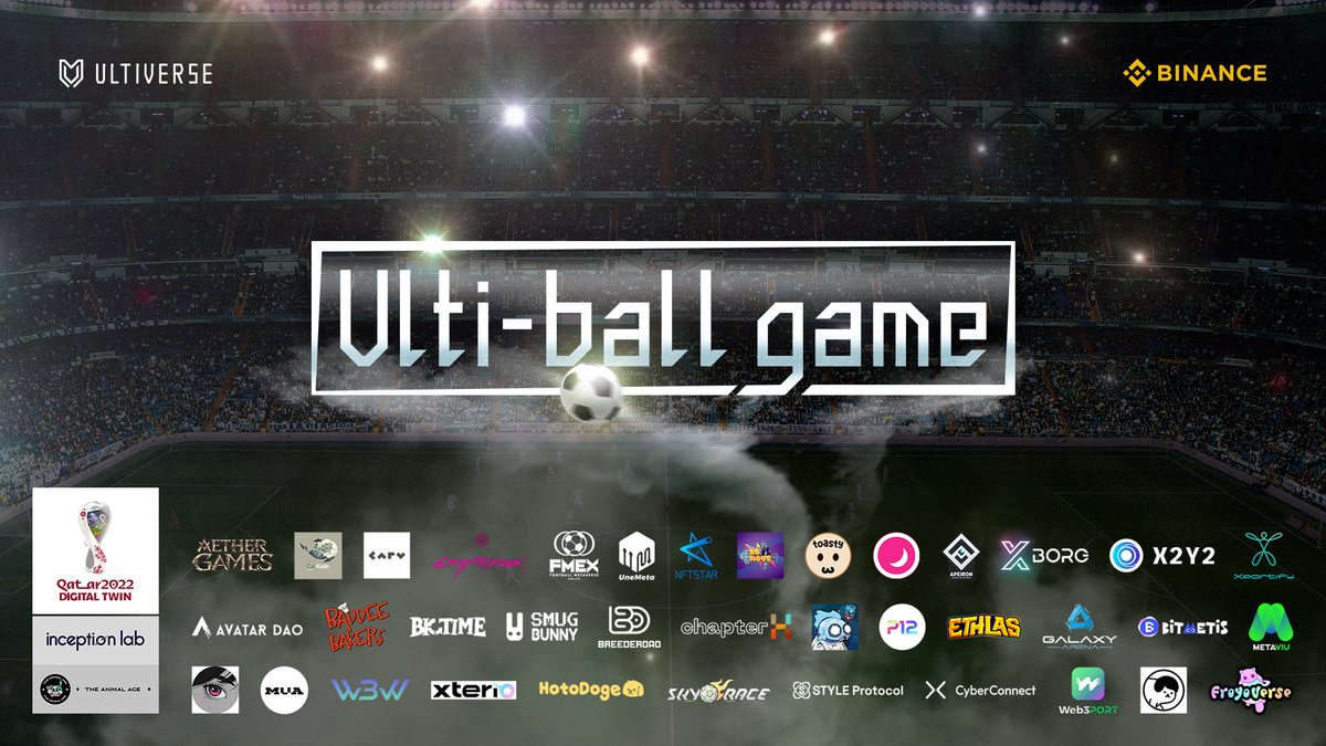 Ultiverse (@ultiversedao) on Twitter photo ⚽️🏆 Ulti-Ball Football Fiesta goes live! 🏆⚽️
🥳 We're hyped to co-hosting this HUGE event with our brilliant partners!
Let's kickstart the game along with <a href="/FIFAWorldCup/">FIFA World Cup</a> @roadto2022en 🍻
Big prizes🎁to be won!
🔜 ultiball.ultiverse.io
#WorldCup #Qatar2022 #binance ⚽️🏆 Ulti-Ball Football Fiesta goes live! 🏆⚽️
🥳 We're hyped to co-hosting this HUGE event with our brilliant partners!
Let's kickstart the game along with <a href="/FIFAWorldCup/">FIFA World Cup</a> @roadto2022en 🍻
Big prizes🎁to be won!
🔜 ultiball.ultiverse.io
#WorldCup #Qatar2022 #binance