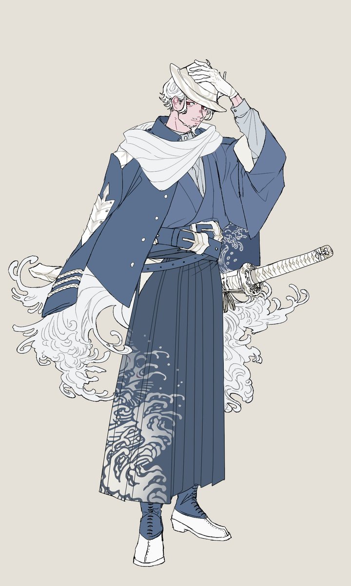 1boy male focus solo weapon sword gloves katana  illustration images