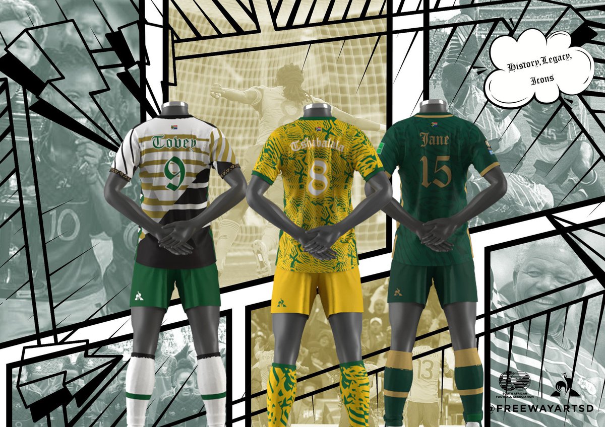 thomasmlambo's tweet photo. New Bafana and Banyana kit designs 🔥🔥🔥
@LeCoqSportif_SA have announced the winner of the #DesignedByYou competition for the 2023/24 Bafana Bafana and Banyana Banyana kits.
Congrats @FreewayartsD. 💥 https://t.co/jwdTUipuZ8