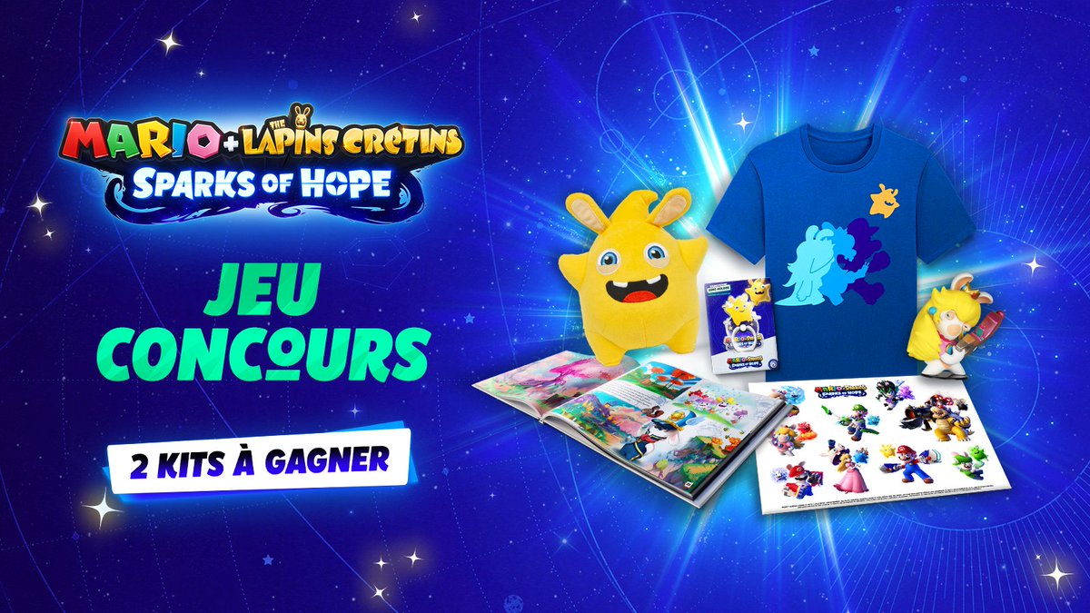 SuperMario_FRA's tweet image. [CONCOURS 🎁] Let’s-a-go ! À vous de jouer pour tenter de gagner un kit de goodies Mario + The Lapins Crétins Sparks of Hope  #MarioLapins
👉 RT + taguez quelqu’un avec qui vous voudriez sauver la galaxie
🎁 2 gagnants

Fin : 20 novembre à 23h59
Infos : bit.ly/3OcgbYD