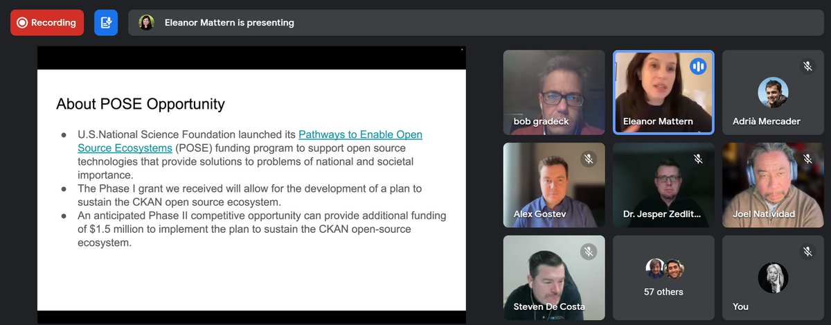 CKANproject's tweet photo. That's a wrap! We had an amazing preso with @thegostev about #CKAN 3.0 and @wprdc ^ @jqnatividad about @NSF's #CivicData Ecosystem POSE project.

🔴 A recording is coming! Stay tuned!

#CKANProductStrategy #CKANProject #OpenSource 
#Data #OpenData #OpenDataPortal #DataManagement https://t.co/n2BUA74pin