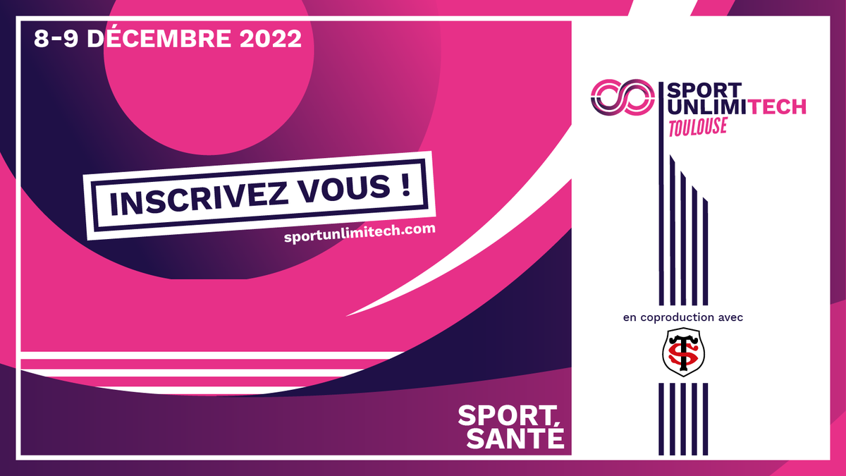 MySmartMove1's tweet photo. @MySmartMove1 , @SportUnlimitech   et le @StadeToulousain   vous donnent rendez-vous à  les 8 et 9 décembre au Stade Ernest-Wallon. 
Ce sera LE rassemblement des acteurs du sport et de la tech sur la thématique Sport Santé.
Découvrez-en plus et inscrivez-vous à l’événement https://t.co/wd0R0tpg95