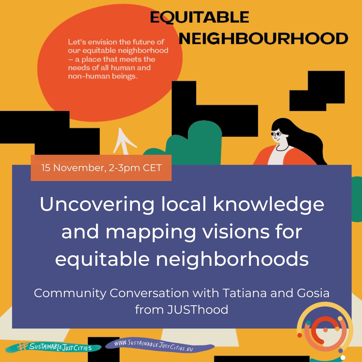 sustjust_cities's tweet photo. Did you miss our #CommunityConversation yesterday? No problem! The first half of every conversation is recorded and shared on our website. Check out the presentation from #JUSThood at https://t.co/gyfPv1AFTT , and join us next time to take part in the lively discussion portion. https://t.co/EGMzzj2LAh