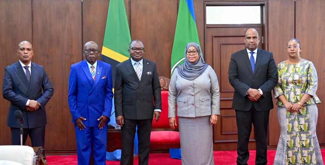 BrightMedia15's tweet photo. Rais wa Jamhuri ya Muungano wa Tanzania Mhe. Samia Suluhu Hassan akipokea Hati za Utambulisho kutoka kwa Balozi Mteule wa Jamhuri ya Kiislamu ya Irani nchini Tanzania Mhe. Hossein Alvand Behineh, Ikulu Chamwino Mkoani Dodoma tarehe 16 Novemba, 2022.@ikulumawasliano https://t.co/wZoatkBtFj