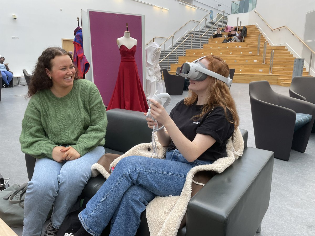 steve_colmer's tweet photo. Come to the Rear Atrium at the Sir Ian Wood’s building to try out some #virtalreality as part of the @augmented_fashion conference #icaf22 https://t.co/Iu3mJAlb8P