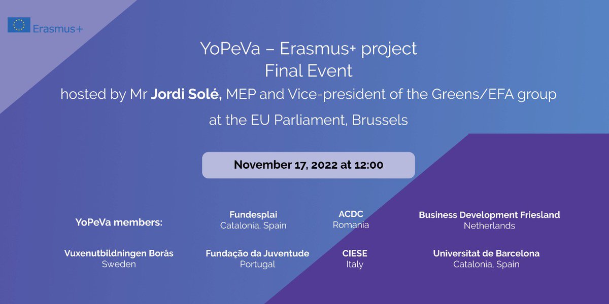 jordisolef's tweet photo. Demà participo a l’acte #YoPeVa organitzat pel @fundesplai 🤝 

Un projecte dins Erasmus+, inspirat en el programa català “Jove Valor”, que té com a objectiu impulsar la inclusió laboral dels joves en comunitats més vulnerables o desafavorides. https://t.co/loFUULsDa5