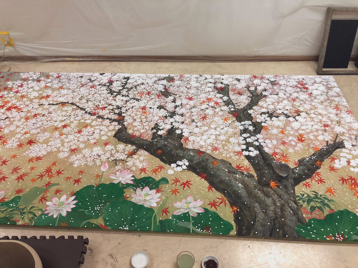 泉東臣 作品 アネモネ 絵画 日本画 立体アート サイン入 minnade
