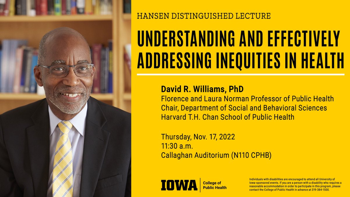 TOMORROW: we're pleased to welcome Dr. David Williams for the 2022 Hansen Lecture; Thursday, Nov. 17, 11:30am, N110 CPHB. If you're unable to join us in person, you can watch via Zoom. Register at bit.ly/3g4uqm1