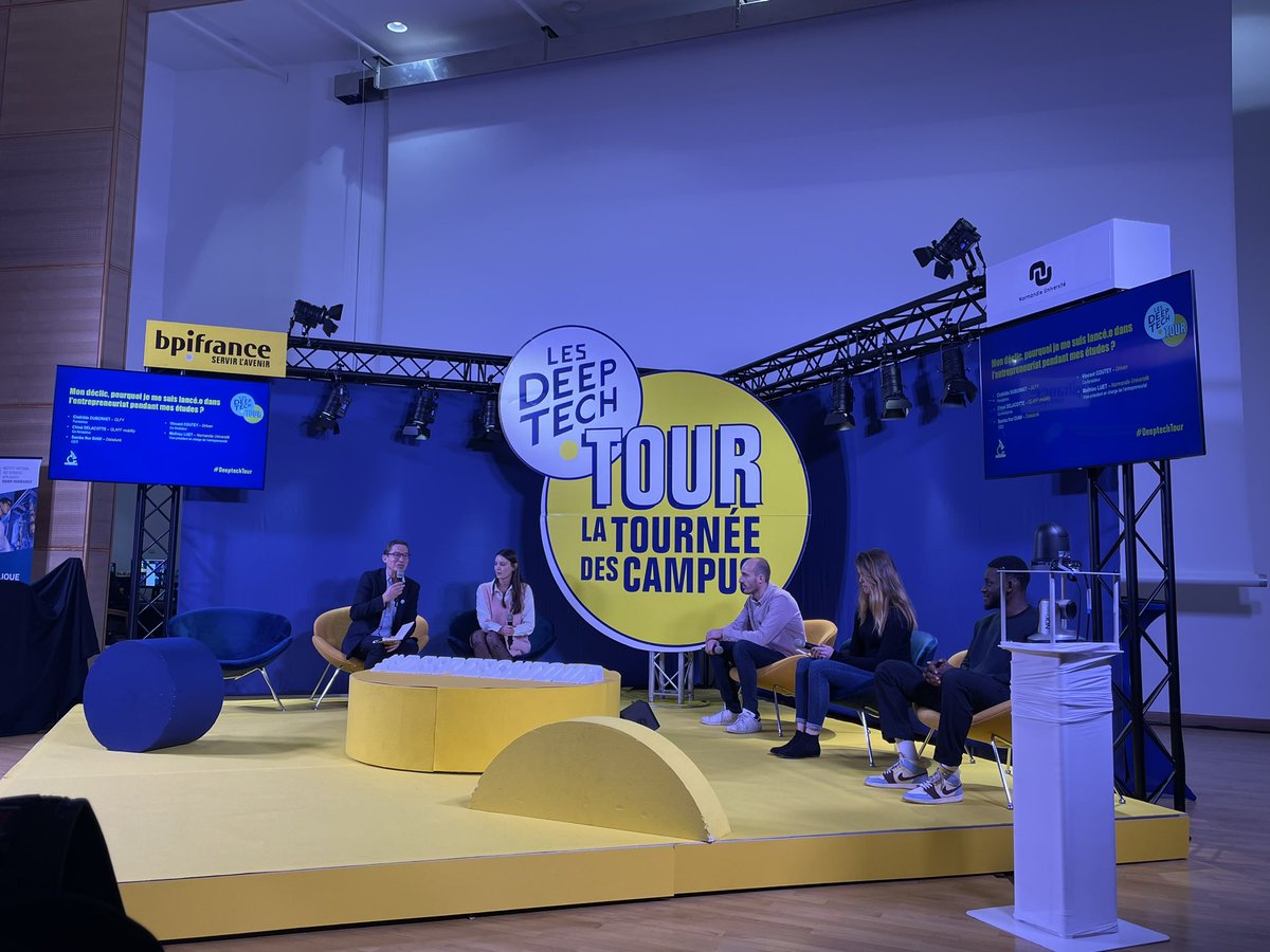 Les adhérents du @LePoleTES présents sur le #deeptechtour de <a href="/Bpifrance/">Bpifrance</a> a l’<a href="/insarouen/">INSA Rouen Normandie</a> aujourd’hui ! Témoignage de <a href="/DataDunk/">DataDunk</a> et Olaff Mobility !