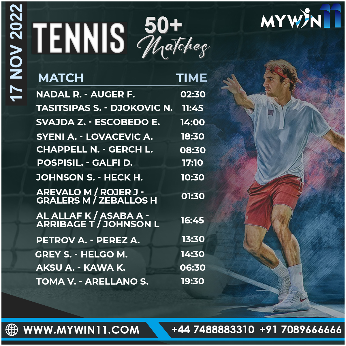 Mywin_11's tweet photo. 🟧 ALL MATCHES AVAILABLE GET YOUR ID NOW
🟧Join Now : https://t.co/KmVwIAteHX
✅ GET 🆔 FOR FREE
✅ UPTO 10% REAL CASH

WhatsApp: https://t.co/Gul7CjhLIa

#T20WC2022 #T20WorldCup2022 #WorldCup2022 #icc2022 #tennischamps #soccer #football #footballlover #Tennispicks #soccer https://t.co/7WFVV1Q2bp