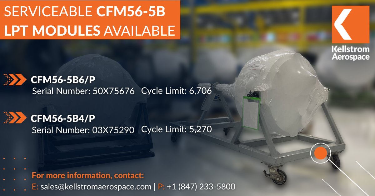 KellAero's tweet image. Serviceable CFM56-5B LPT Modules available for outright sale and ready to go.  To download mini packs - visit: bit.ly/3E4ByGO or contact our team at sales@kellstromaerospace.com for more information.
#LPTmodule #EngineTeardown #MRO #AircraftParts #UsedServiceableMaterial