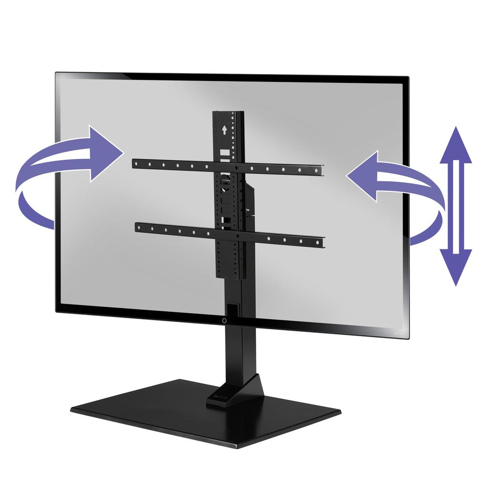 .@LegrandAV SANUS new table-top height-adjustable TV stand is designed to safely swivel TVs 40in to 86in up to 70 degrees for the perfect viewing angle. - bit.ly/3V05Ct