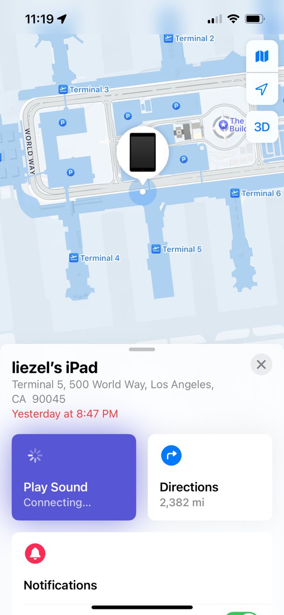 LiezelHuber's tweet photo. @AmericanAir IPad left on American Airlines flight on November 4th. Tracked IPad to the same location in LAX. No responses from @AmericanAir https://t.co/20B0Cklq4R