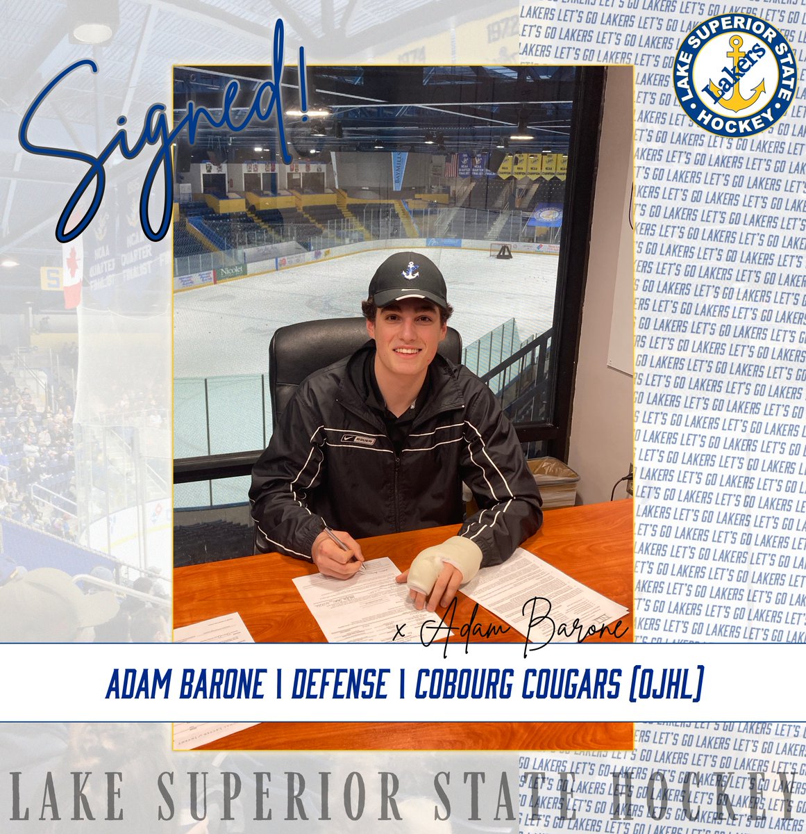 lakerhockey's tweet photo. Signed, Sealed, Delivered - Welcome to our Laker family, Adam! 

.@adam_barone of Sault, ON is with .@CougarsHockey of the OJHL this year. We're excited to welcome you close to home next year after a year with the Cougars! We'll be rooting for your success this year! https://t.co/iRVa0CXtiJ