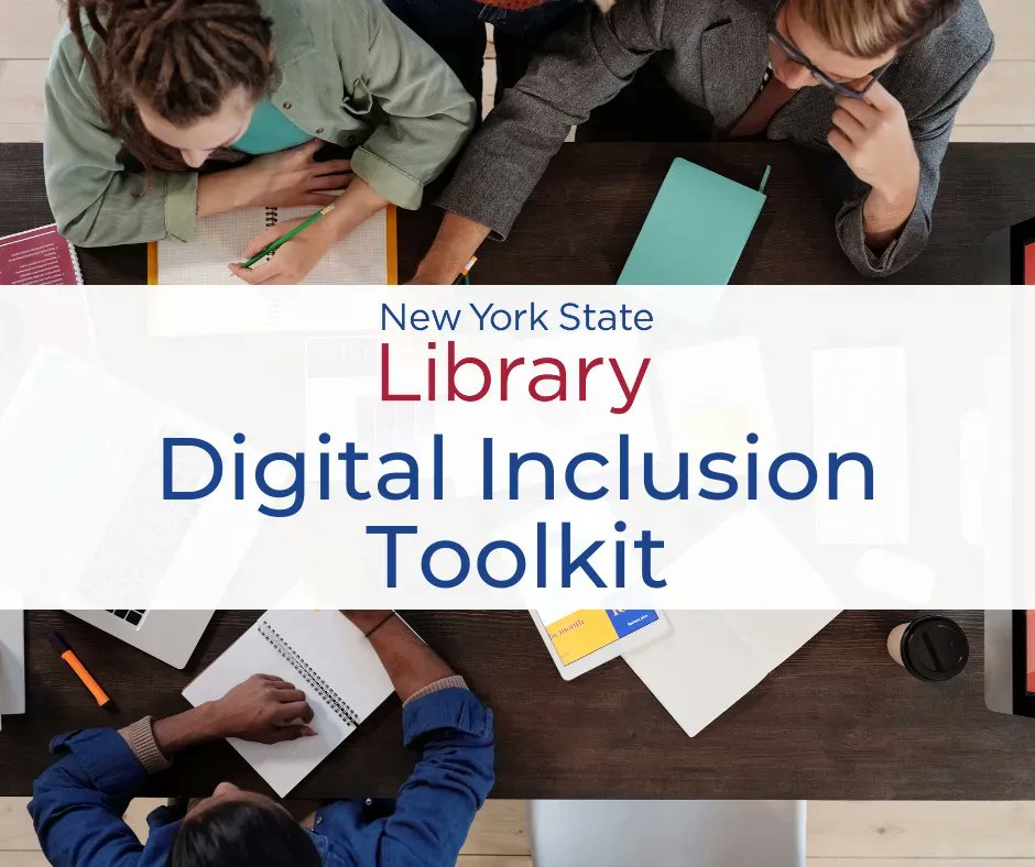 NYSLibrary's tweet photo. 2022 Digital Inclusion Toolkit - 11/17. This free webinar will introduce the 2022 Digital Inclusion Toolkit to the library community. For more info & to reg: https://t.co/h0Q9R36mPN #Library #NYLibrarians #NYLibraries #NewYorkLibraries #DigitalInclusion #DigitalEquity https://t.co/jPhl96OqRZ