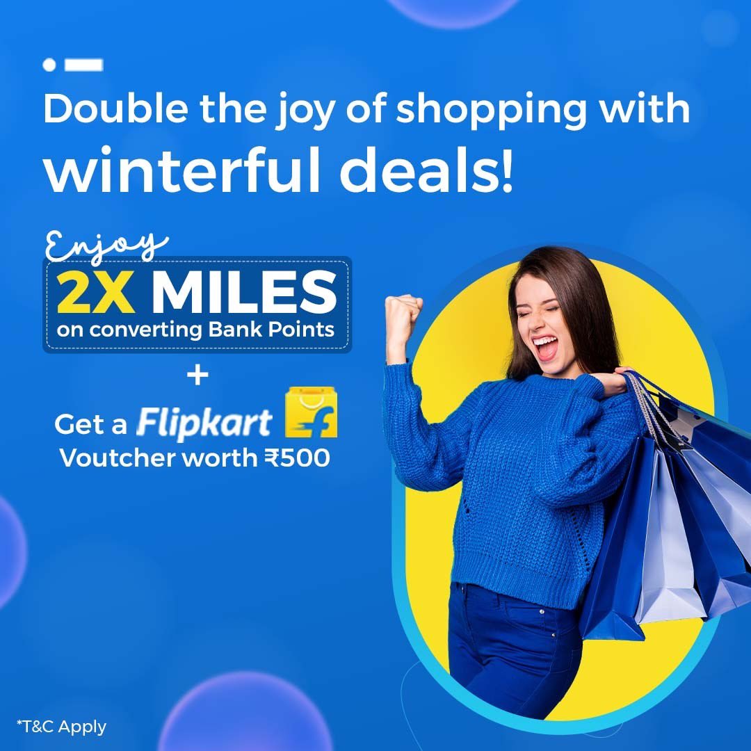 InterMiles's tweet photo. An offer that's twice as nice! Convert bank points & get 2X Miles + a Flipkart voucher worth ₹500. https://t.co/dSojVfUz7u
#InterMiles #Voucher #Convert #Flipkart #BankPoints #Loyalty #Miles https://t.co/C3swfAjruQ