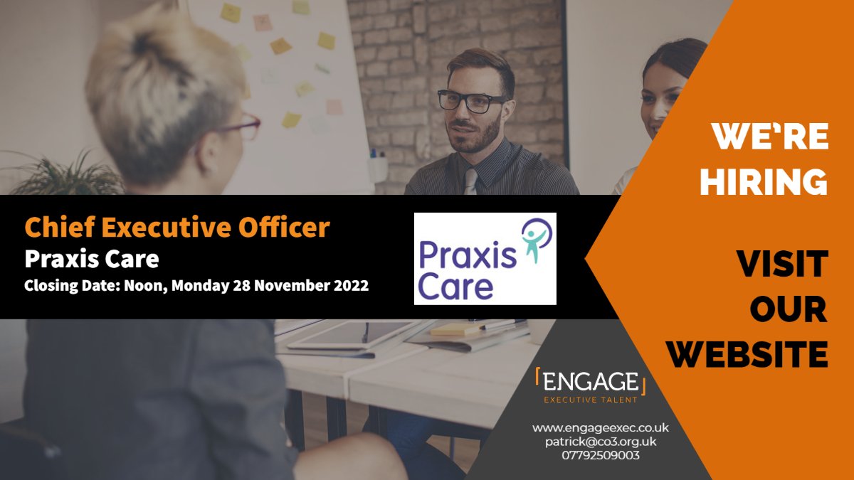 Ready for a new challenge? We are helping <a href="/praxiscare/">Praxis Care</a> find a new Chief Executive Officer.

If you are an experienced, strategic leader with the vision and determination to lead NI’s largest charity, find out more and apply here: bit.ly/3TQZHqu