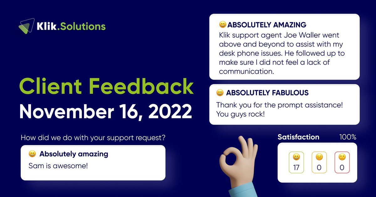 You get excellent support in resolving your issues at Klik Solutions. 🙌 See what some of our customers have to say!👇💙