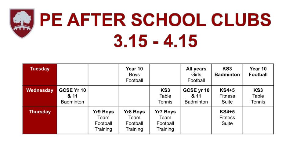 cleeveps's tweet photo. 16/11/22 - Our After School PE Clubs have been revised for November &amp; December - see image for details https://t.co/x931zfxm4V