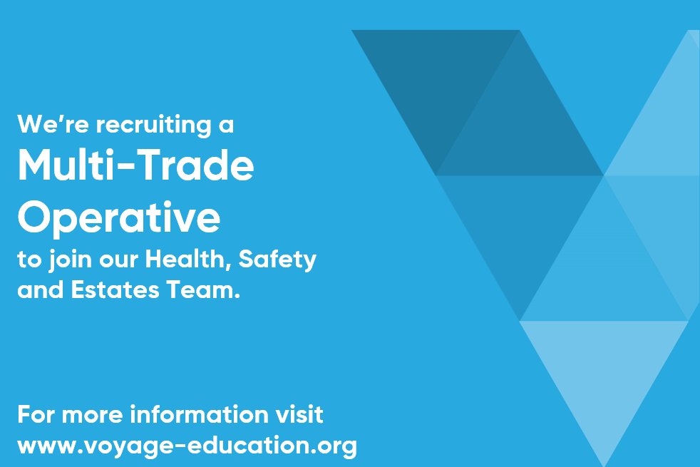 VoyageRecruit's tweet photo. 📢We are looking for a #MultiTradeOperative to join the @VoyageEP team📢
📍Voyage Education Partnership, Boston
💷£34,723 - £38,296
🕛37hrs per week
Visit https://t.co/wdX8ibpSf9 for more information
#TeamVoyage #JoinVoyage #Recruitment #vacancies https://t.co/B3fIdwJQlk