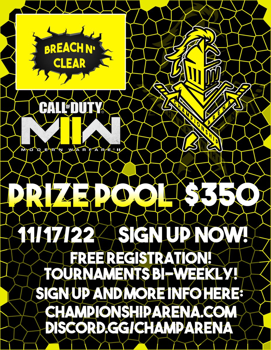ChampArena's tweet photo. @comonly12 We are hosting Operation Breach &amp; Clear sign ups are filling up! Sign up quick to secure your spot to compete to be the second champion and take home $300! 

https://t.co/nmZ8jhyjcJ

https://t.co/sDzy1hlWzR https://t.co/ip7WVxdmEC
