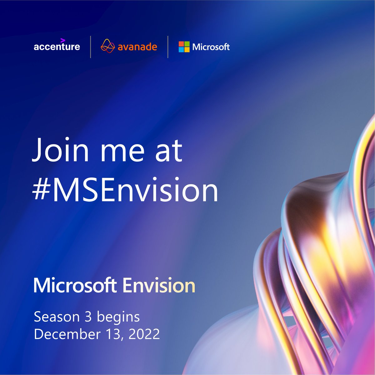 Join me and other business leaders on December 13 for #MSEnvision as we explore how organizations are driving success by doing more with less. Register here: envision.microsoft.com/home?wt.mc_ID=…