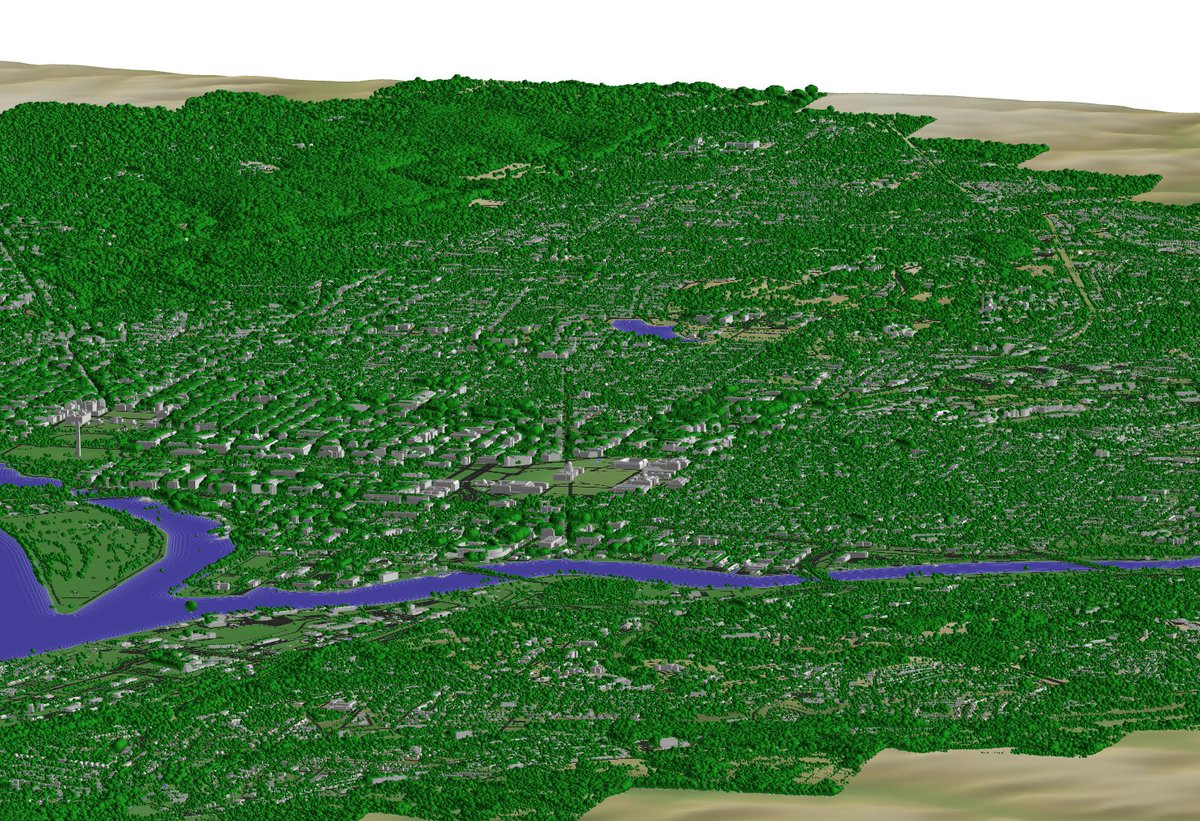 10 million (yes, MILLION) trees, detected from 30 gigabytes of Washington DC lidar data, individually transformed to the proper size and geo-referenced into a 3D #rayshader scene, entirely in #RStats!🤯

You knew rayshader could do trees—now you know it can do FORESTS!😀