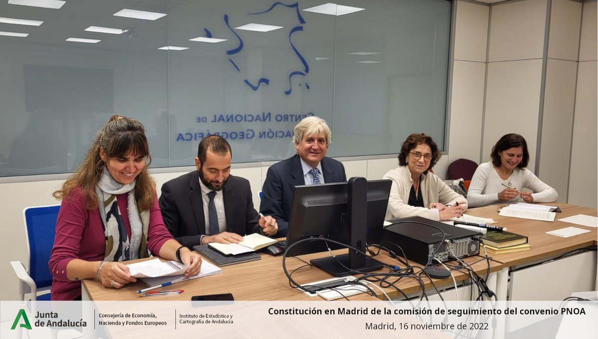 IECA_Andalucia's tweet photo. Hoy se ha constituido la comisión de seguimiento del convenio Plan Nacional de Ortofotografía Aérea #PNOA,entre @IGNSpain e @IECA_Andalucia por el que se dispondrá de un conjunto de productos fotogramétricos, entre ellos por primera vez para #Andalucía una ortofoto de 25 cm/píxel https://t.co/JuhnvdHGwr