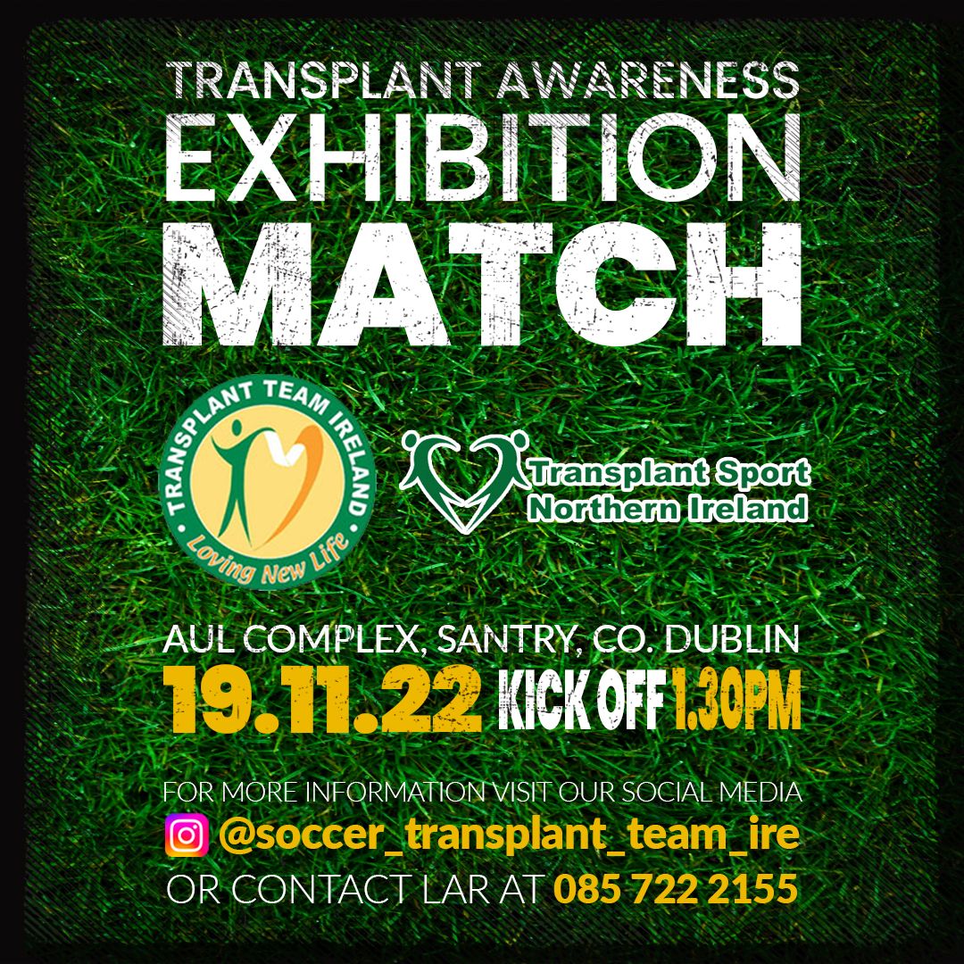 Transplant Sport NI (@team_tsni) on Twitter photo Looking forward to the weekend! Our football team had their first competitive games in Leeds this year @WHBTG . Now we're meeting up with our neighbours <a href="/TeamIreland1/">TeamIreland</a> on Saturday to promote organ donation and benefits of keeping fit post-transplant. Good luck to all taking part! Looking forward to the weekend! Our football team had their first competitive games in Leeds this year @WHBTG . Now we're meeting up with our neighbours <a href="/TeamIreland1/">TeamIreland</a> on Saturday to promote organ donation and benefits of keeping fit post-transplant. Good luck to all taking part!