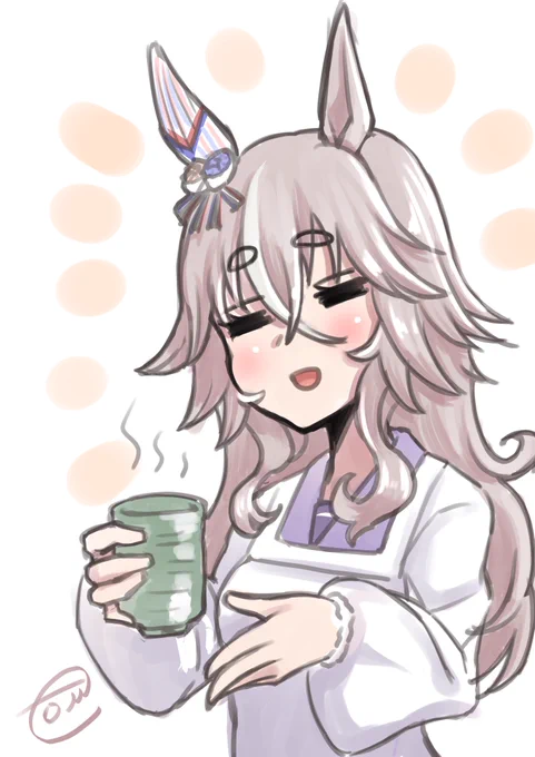 ワンダーアキュートちゃん、普通に制服の上に割烹着着てくるしどこからともなくお茶淹れてきてほしい#ウマ娘 
