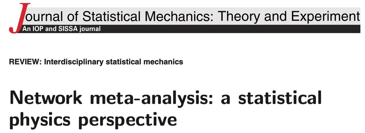 Tobias Galla (also on BlueSky) (@tobiasgalla) on Twitter photo Review on network meta-analysis & statistical physics. NMA=technique to combine evidence from medical trials. Analogies with electrical networks, random walks & more. Idea of paper is to attract physicists to this field.
Made possible by <a href="/annie_davies3/">Annie Davies</a>
doi.org/10.1088/1742-5… Review on network meta-analysis & statistical physics. NMA=technique to combine evidence from medical trials. Analogies with electrical networks, random walks & more. Idea of paper is to attract physicists to this field.
Made possible by <a href="/annie_davies3/">Annie Davies</a>
doi.org/10.1088/1742-5…