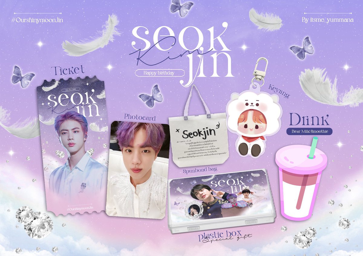 itsme_yummana's tweet photo. ‧⁺꒰ Seokjin Project ꒱˚‧🦄

#OurshinymoonJin 

☂️ Date 3-4 December 
🧾 Time 11.00 - 17.00
🪶 Hwang Cafe BTSพระโขนง
🖇 Form 20/11 Time 20.00

#HAPPYJINDAY
#HappyBirthdayJin
#HappySeokjinDay https://t.co/D1AkZGZmhe