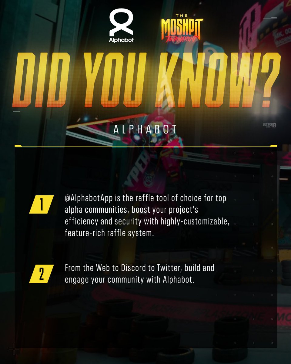 𝗗𝗜𝗗 𝗬𝗢𝗨 𝗞𝗡𝗢𝗪: @AlphabotApp 🧩
 
Double-Click on Alphabot, our Silver Tier Partner.
 
Alphabot's official website: alphabot.app 🔥
 
#MoshpitTournament🏆