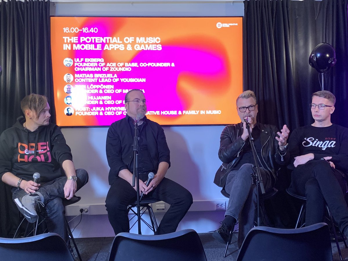 VappuAura's tweet photo. #Musiikki on iso bisnes myös peli- ja appipuolella! Musiikin Satamaan avatussa Open Creative Housessa haastattelussa suomalaiset ja ruotsalaiset toimijat. #innovaatio #OpenCreativeHouse #startups https://t.co/BYFPhXR6j3