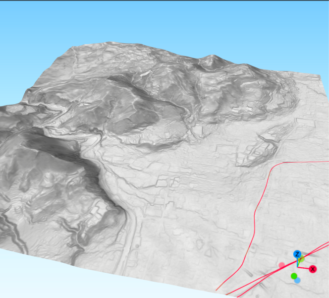 Tanaka59's tweet image. ブラタモリで善光寺やってたので練習
地理院地図（標準地図と陰影起伏図）と標高データ
傾斜量図　赤ラインは鉄道（国土数値情報）

#QGIS #Qgis2threejs