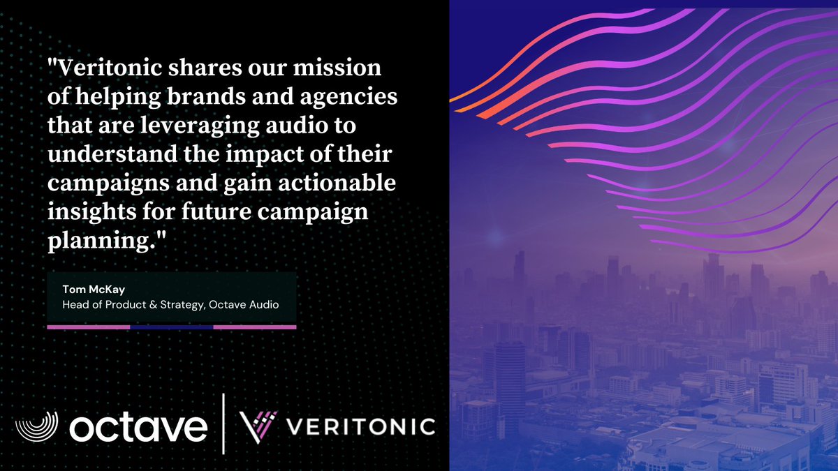 veritonic's tweet photo. We are proud to announce that @OctaveIP is utilizing our audio-first Brand Lift technology to provide their clients with unprecedented data around the impact of their #audiocreative, learn more: https://t.co/VYgWn0p3hx https://t.co/9eBPv2lzHs