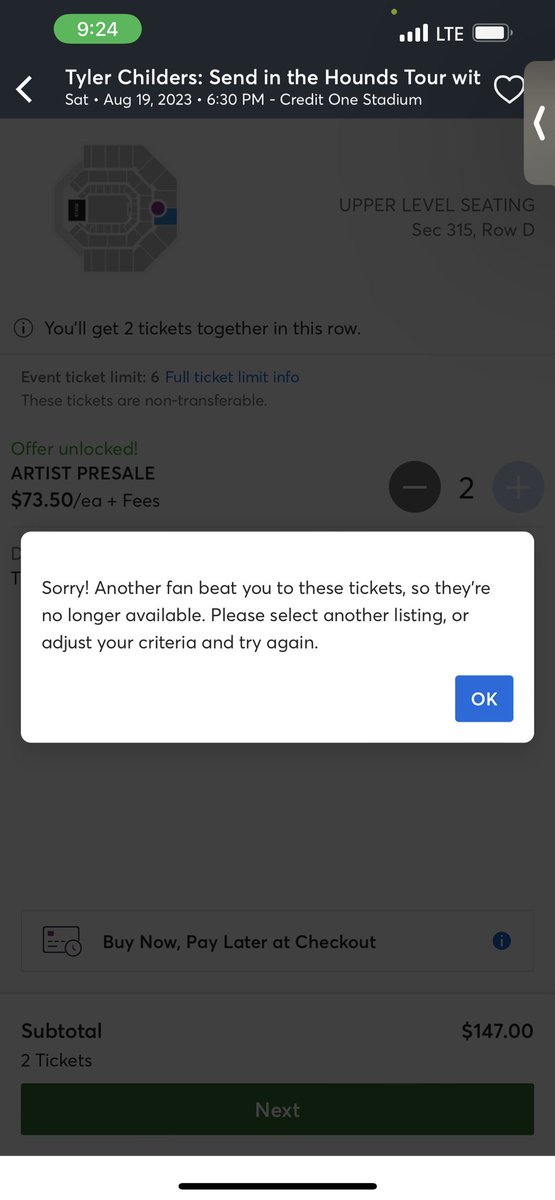 khcampbell2's tweet photo. @zachlanebryan was right. Big FUCK U to @Ticketmaster cause it wont let me buy a single ticket to @TTChilders https://t.co/atbB2tUzEN